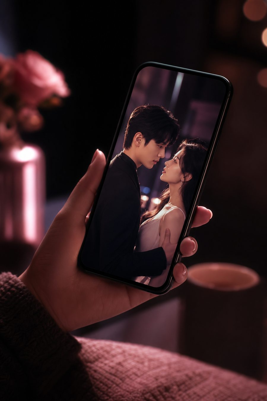 Phone glowing with drama playback